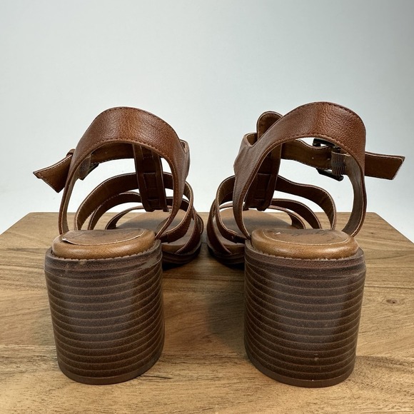 Womens Zodiac Inessa‎ Brown Faux Leather Gladiator Block Heels Sandals Size 11 M - Picture 4 of 9